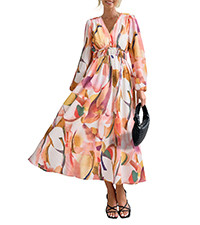 PRETTYGARDEN Women's 2023 Fall Boho Maxi Dress Casual Long Sleeve V Neck Printed Beach Long Flowy... | Amazon (US)