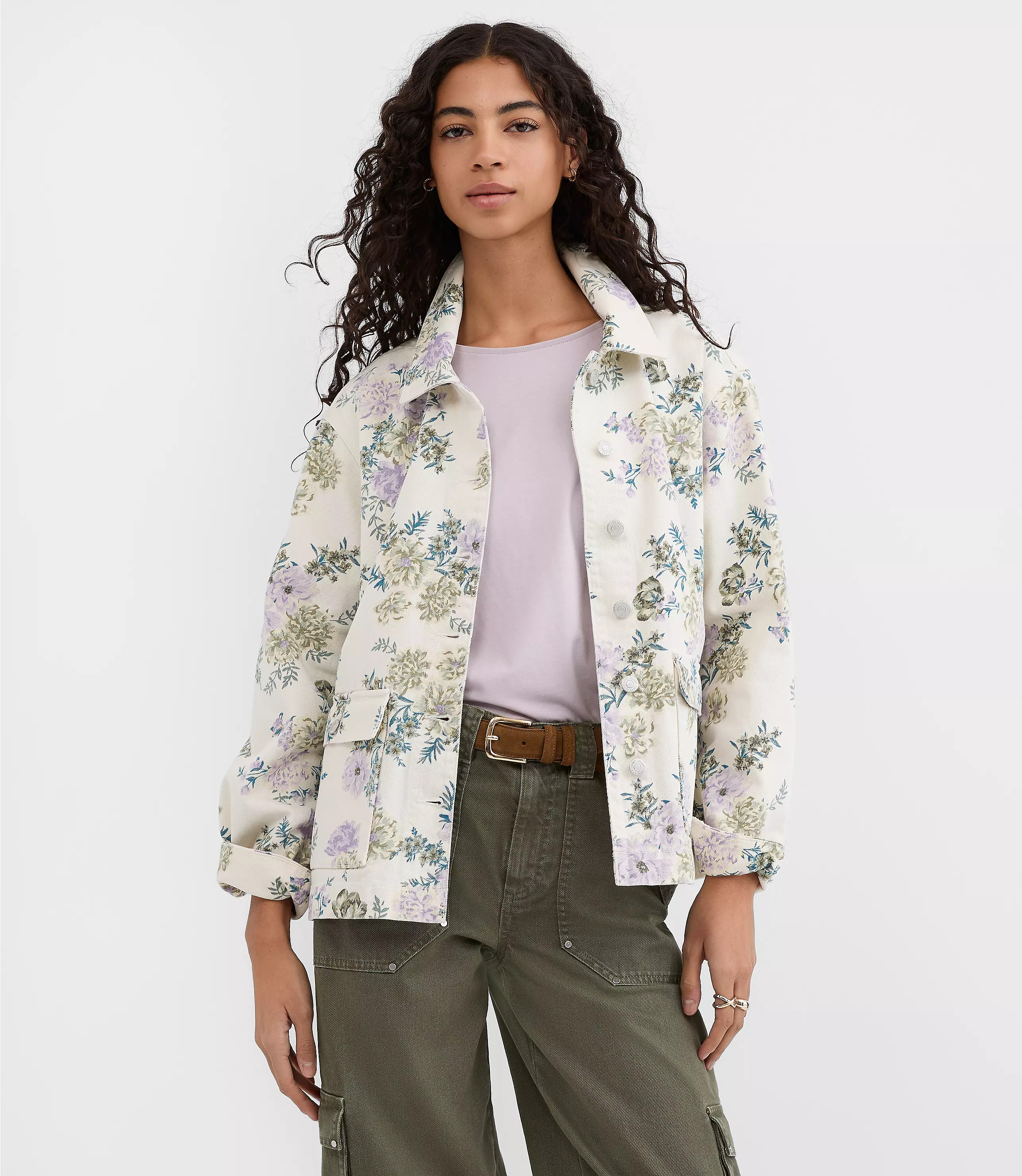 Floral Denim Chore Jacket | LOFT