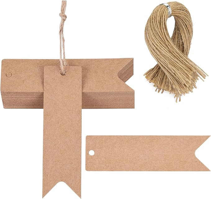 SallyFashion 100PCS Kraft Paper Gift Tags, Mini with String for Wedding, DIY Crafts - 2.8 x 0.8 I... | Amazon (US)