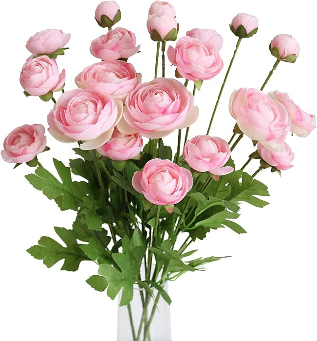 Htmeing 5Pcs Artificial Ranunculus Flower Silk Flowers Persian Buttercup for Home Wedding Decorat... | Amazon (US)