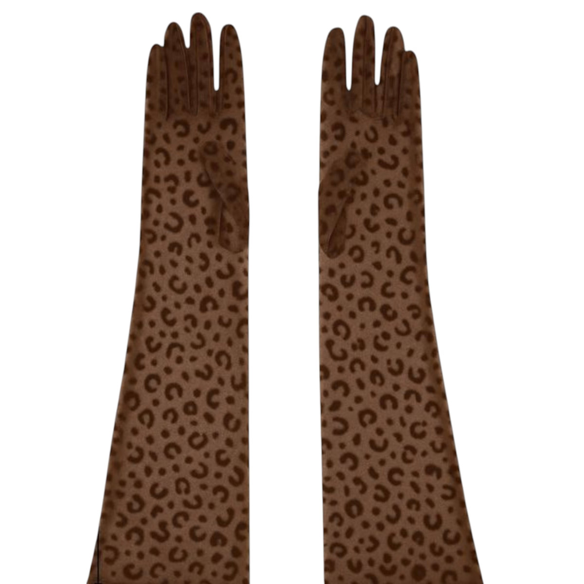 Queen Leopard Print Sheer Mesh Opera Length Glove Brown | Wolf & Badger