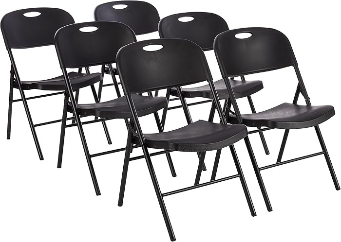 Amazon Basics Sturdy Foldable Plastic Chair, Portable, 350-Pound Capacity, Black, 6-Pack | Amazon (US)