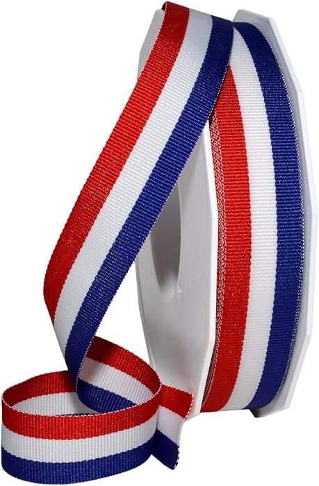 Morex Ribbon 93605/25-914 Striped Grosgrain Ribbon 7/8" X 25 YD Patriotic Ribbon for Gift Wrappin... | Amazon (US)