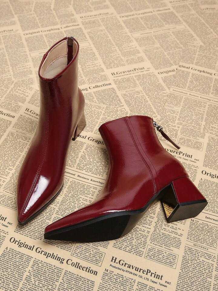 Trends2024 Autumn/Winter New Elegant Red Simple Style Women Shoes, Thick Heel High Heels Pointed ... | SHEIN