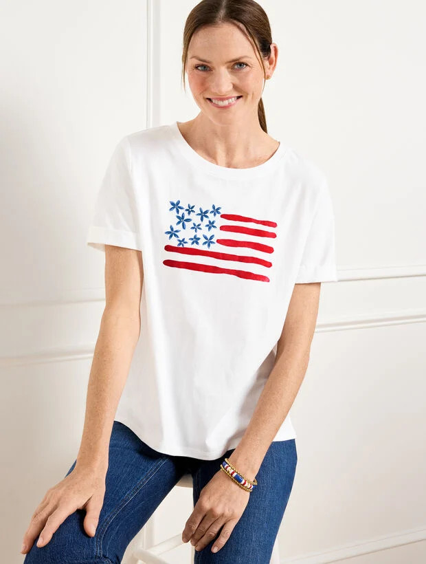 High-Low Crewneck Tee - Flag | Talbots