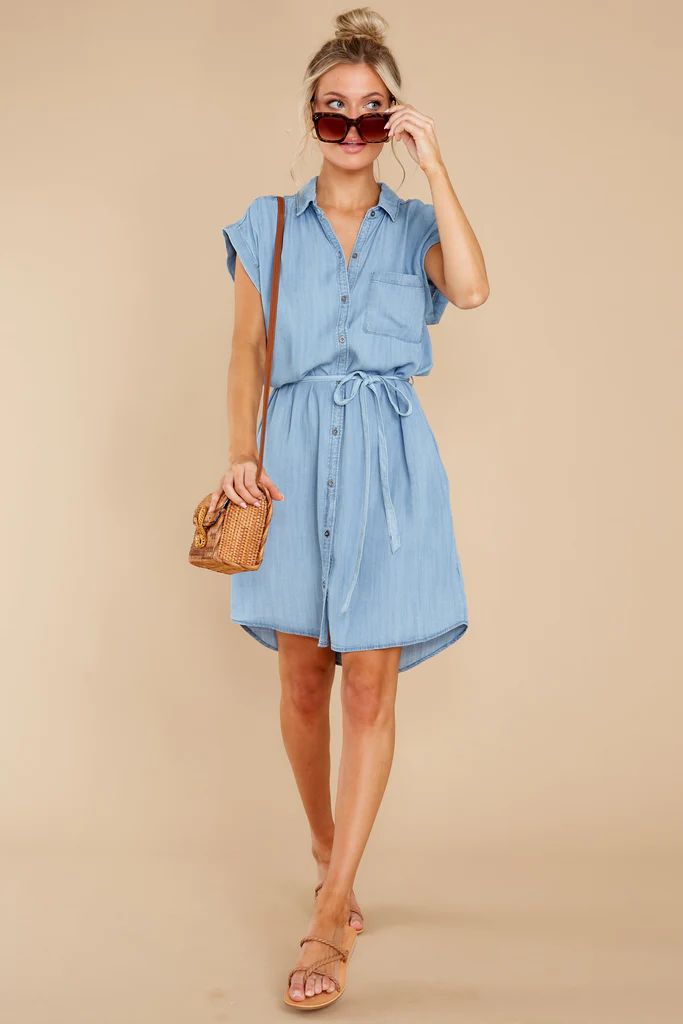 Easy As It Seems Light Chambray Dress | Red Dress 
