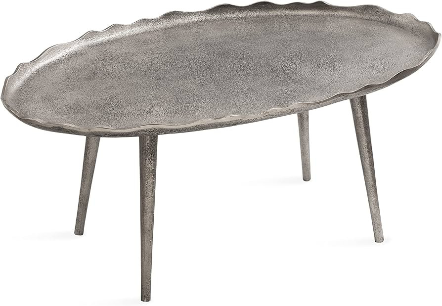 Kate and Laurel Alessia Modern Glam Oval Coffee Table, 34 x 20 x 15, Silver, Metal Living Room Ta... | Amazon (US)