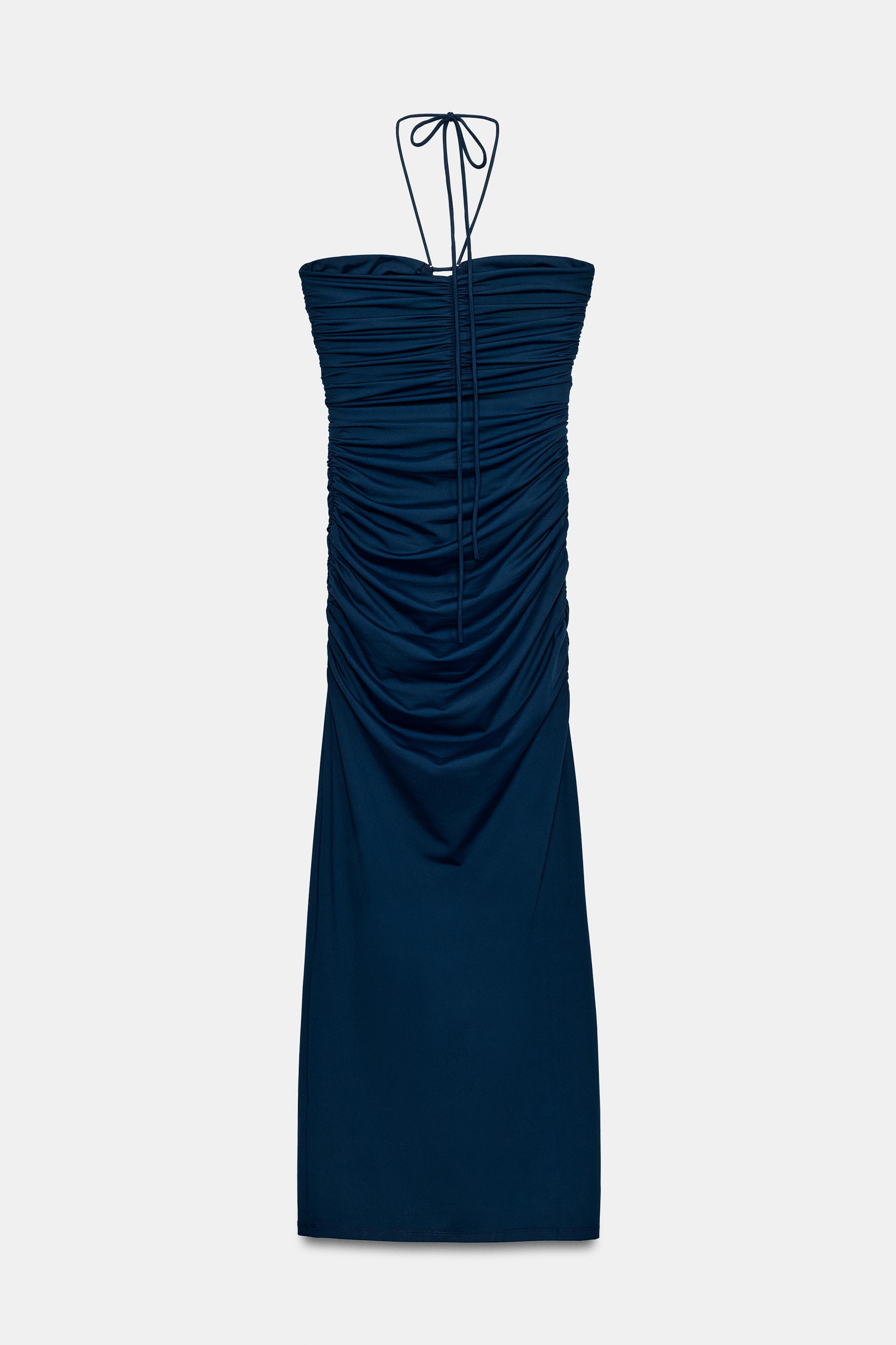 POLYAMIDE CUT OUT MIDI DRESS | Zara US
