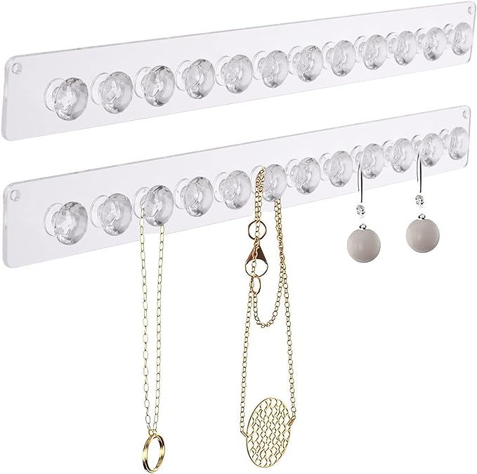 Yolev 2 Pack Necklace Hangers Acrylic Necklaces Holder Wall Mounted Jewelry Organizer Hanging Nec... | Amazon (US)