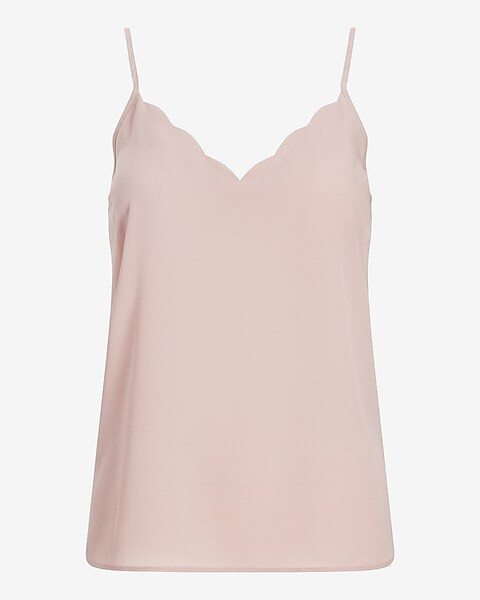 Solid Scalloped V-Neck Cami | Express