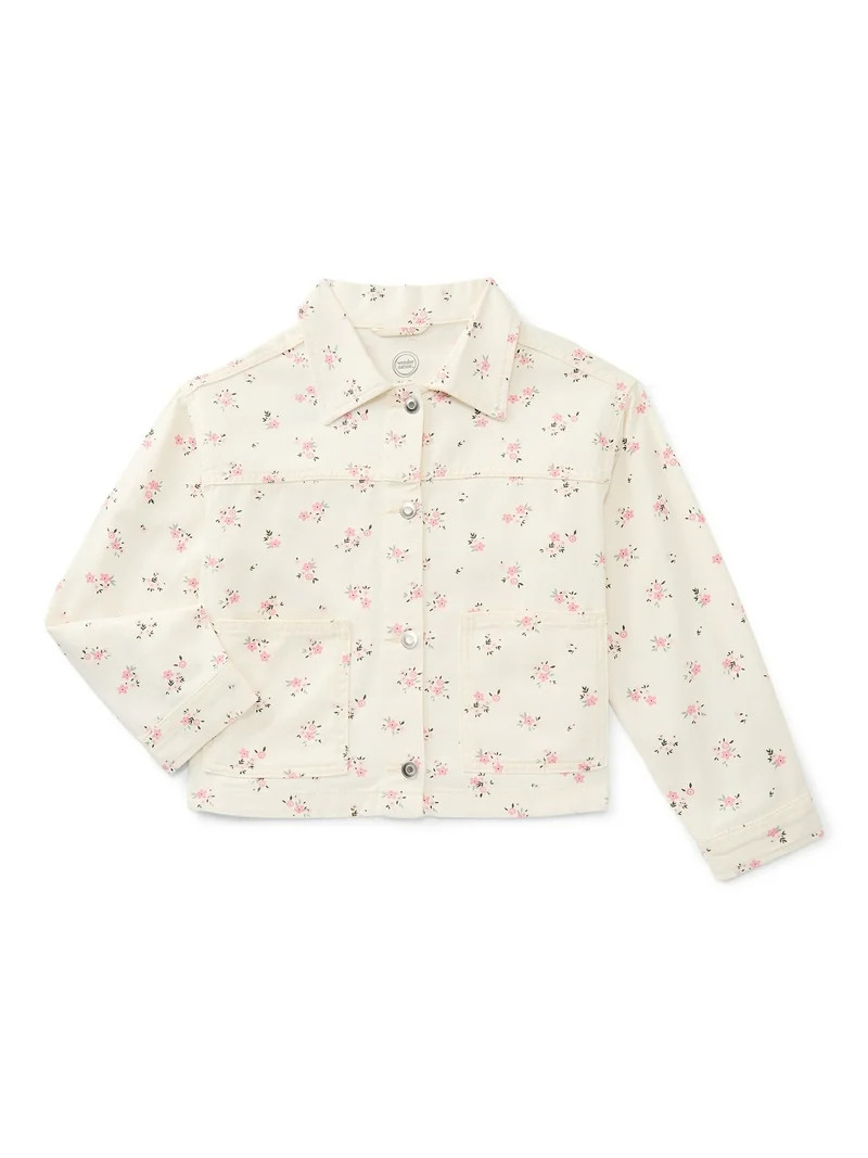 Wonder Nation Girls Denim Trend Jacket, Sizes 4-18 & Plus | Walmart (US)