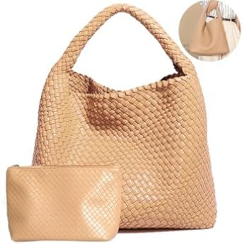 Fashion Woven Purse for Women Top-handle Shoulder Bag Soft Summer Hobo Tote Bag | Amazon (US)