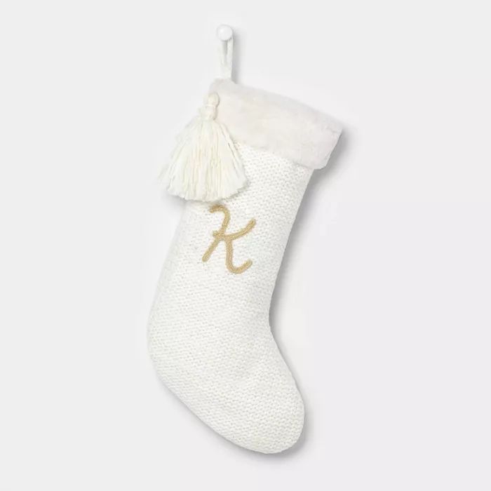 Luxe Knit Monogram Christmas Stocking White/Gold - Wondershop™ | Target