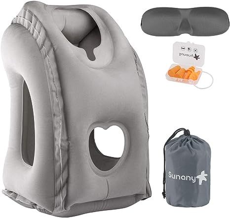 Sunany Inflatable Neck Pillow Used for Airplanes/Cars/Buses/Trains/Office Napping with Free Eye M... | Amazon (US)