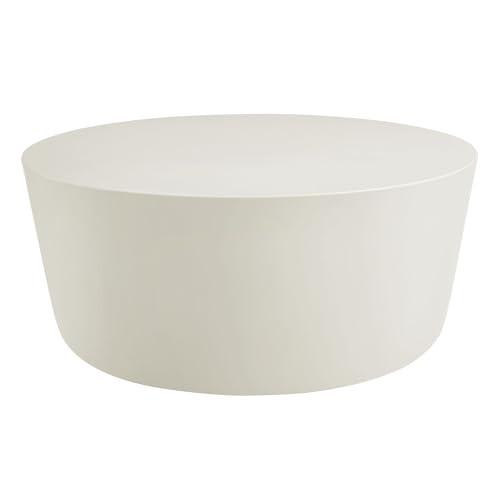 Modway Brion 34 Inch Round Concrete Coffee Table – Indoor/Outdoor Tapered Cylinder Coffee Table – Low Center Table for Living Room or Patio in White | Amazon (US)