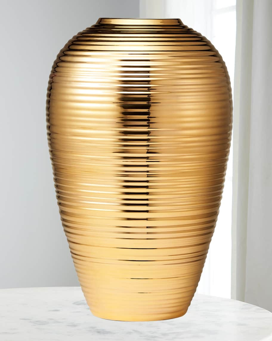 Calinda Ribbed 14" Tapered Vase | Neiman Marcus