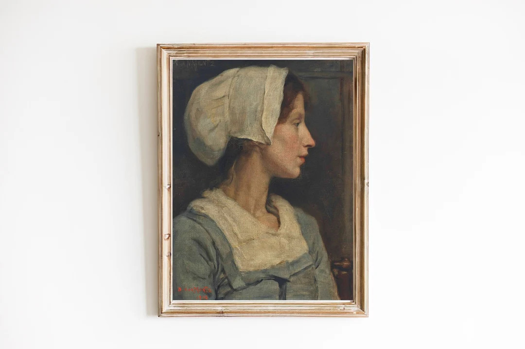 ART PRINT | A Peasant Girl Oil Painting | Vintage Maid Art Print | Antique Painting | Classic Wom... | Etsy (US)