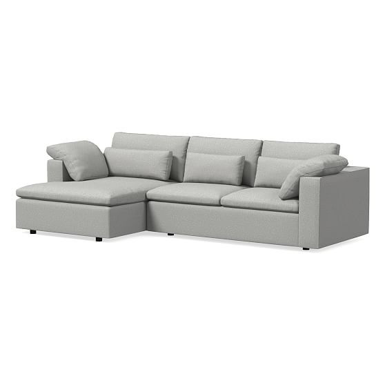 Harmony Modular 122"" Left Multi Seat 2-Piece Chaise Sectional, Petite Depth, Deco Weave, Frost Gray | West Elm (US)