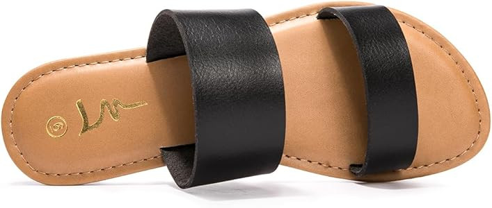 LM Women's Braided Slide Sandals Open Toe Two Band Slip On Flat Sandals Casual Summer Sandals | Amazon (US)