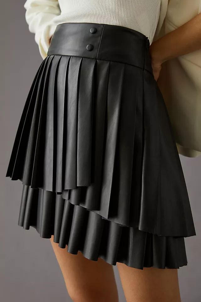 Maeve Faux Leather Pleated Mini Skirt | Anthropologie (US)