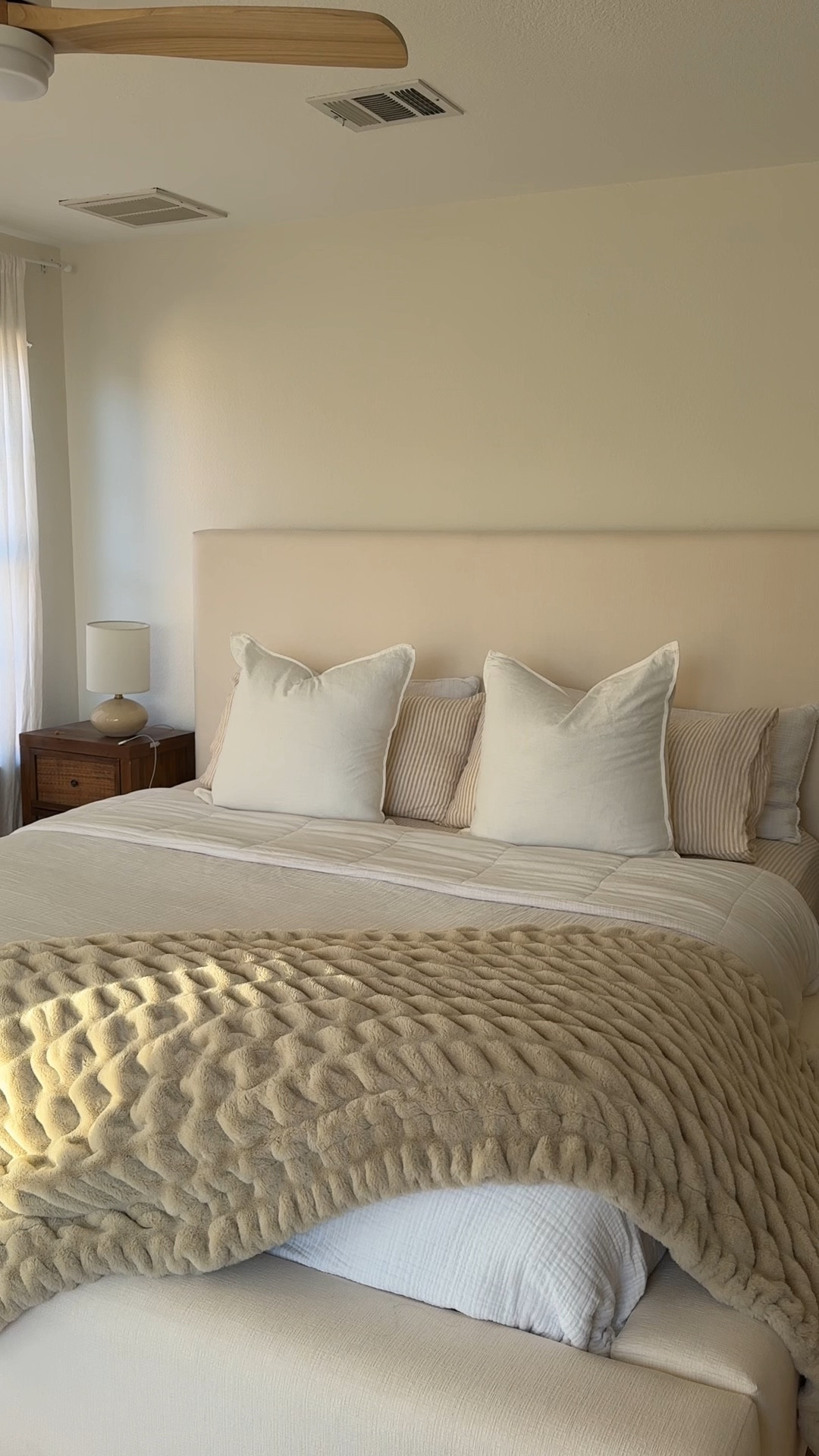 Final bedding reveal ✨☁️😍 PART THREE- not sure I be more obsessed! The one thing we are missing is a fluffy duvet, but I can’t do the 2 inserts since we run hot 🥵 Now we just need some art above the bed 🙌  ☺️ 

#LTKWatchNow #LTKHome #LTKSeasonal