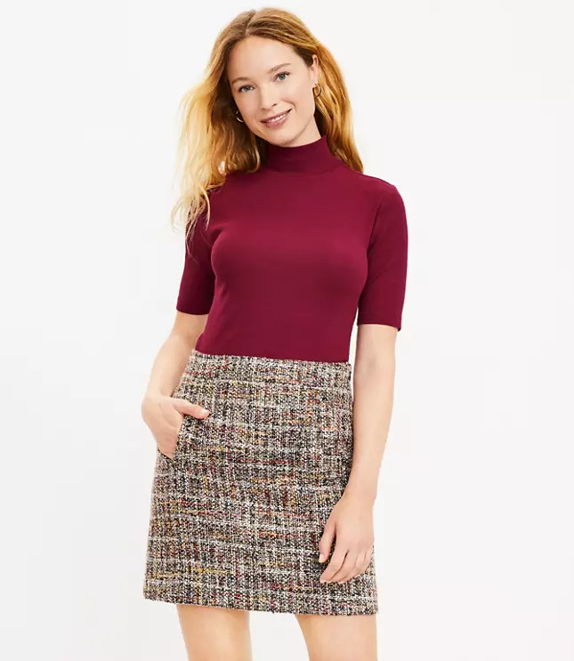 Tweed Pocket Skirt | LOFT