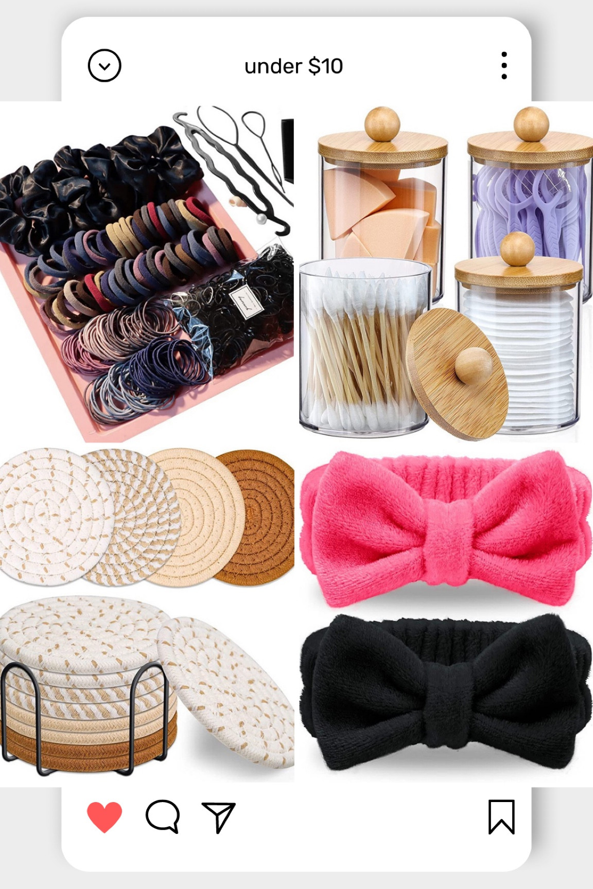 Amazon under $10

Deal 
Under 10
Home decor under 10
Hair Accessories 
Storage 

#LTKsalealert #LTKunder50 #LTKhome