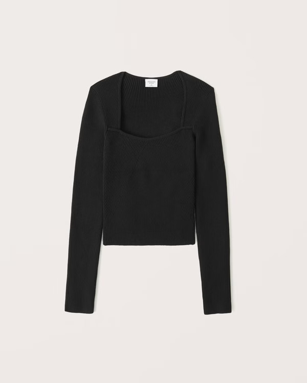 Slim Long-Sleeve Portrait Neck Top | Abercrombie & Fitch (US)