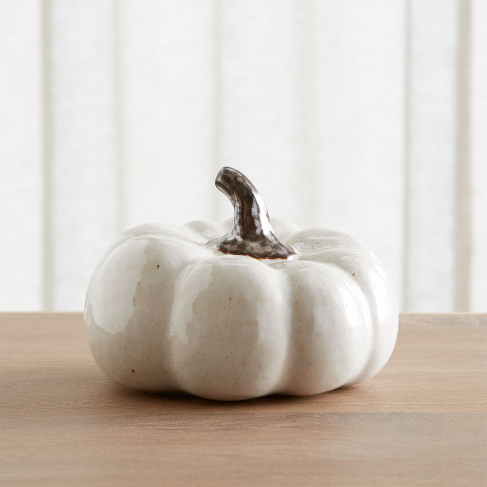 Wilder Small White Ceramic Pumpkin | Crate & Barrel
