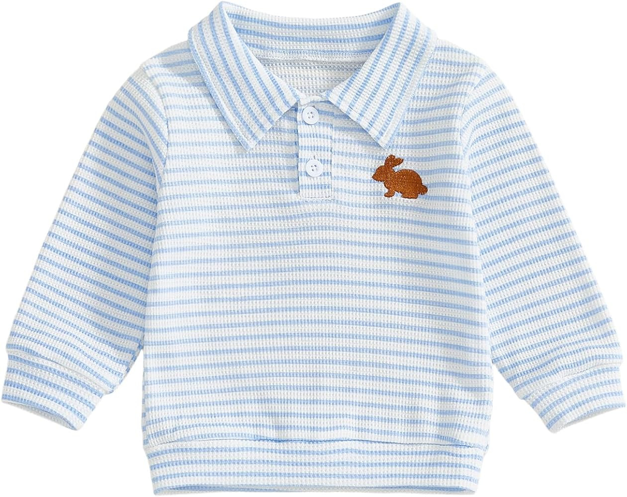 Toddler Baby Girl Boy Easter Outfit Bunny Carrot Embroidery Sweatshirt Tops Long Sleeve Polo Shir... | Amazon (US)