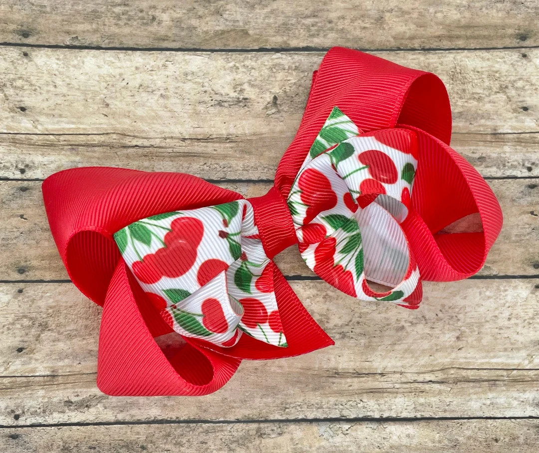 Cherry Hair Bow: 4 inch Hair Clip | Etsy (Global)