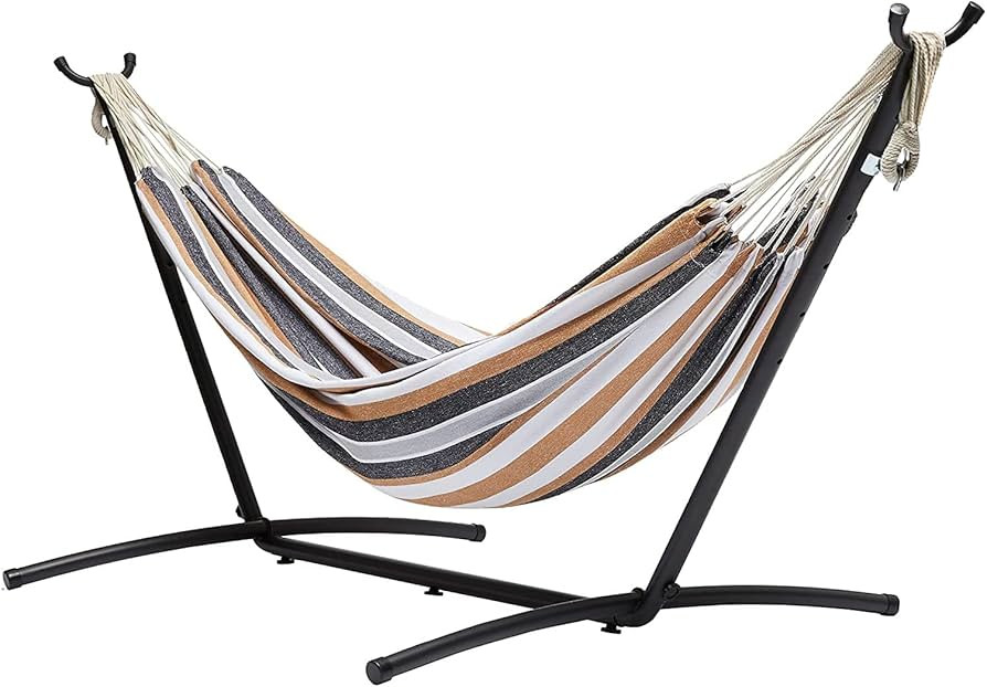 Amazon Basics Double Hammock with 9-Foot Space Saving Steel Stand and Carrying Case, 400 lb Capac... | Amazon (US)