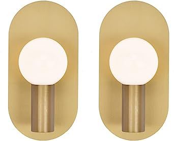 YEEZEMA Set of 2 Modern Wall Sconce Gold Mid-Century Wall Lamp Brushed Stainless Steel Oval Art S... | Amazon (US)