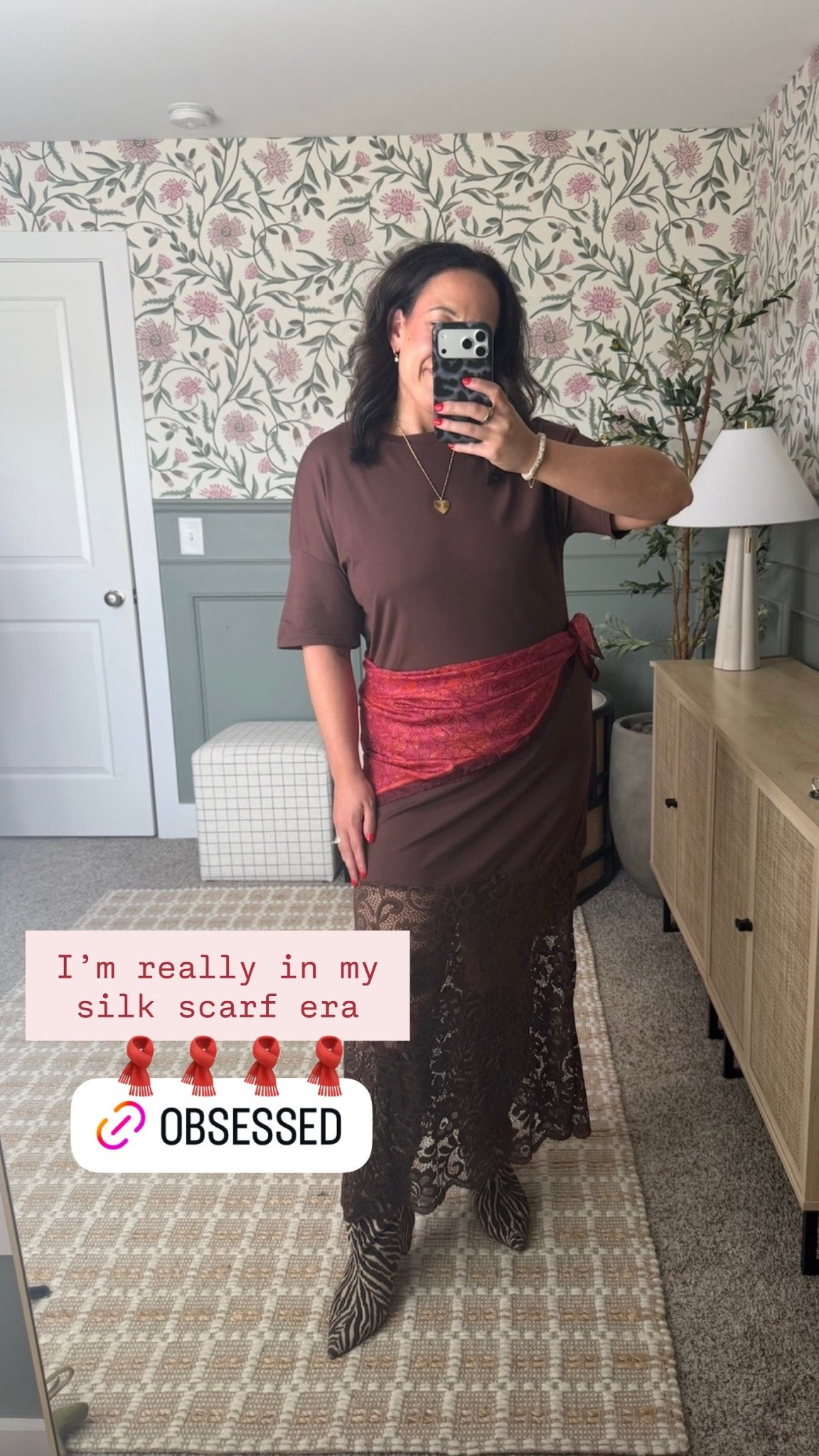 Loving this mid size approved fall dress! I am also currently obsessed with the silk scarf trend happening. So many cute ways to dress this look up and down!