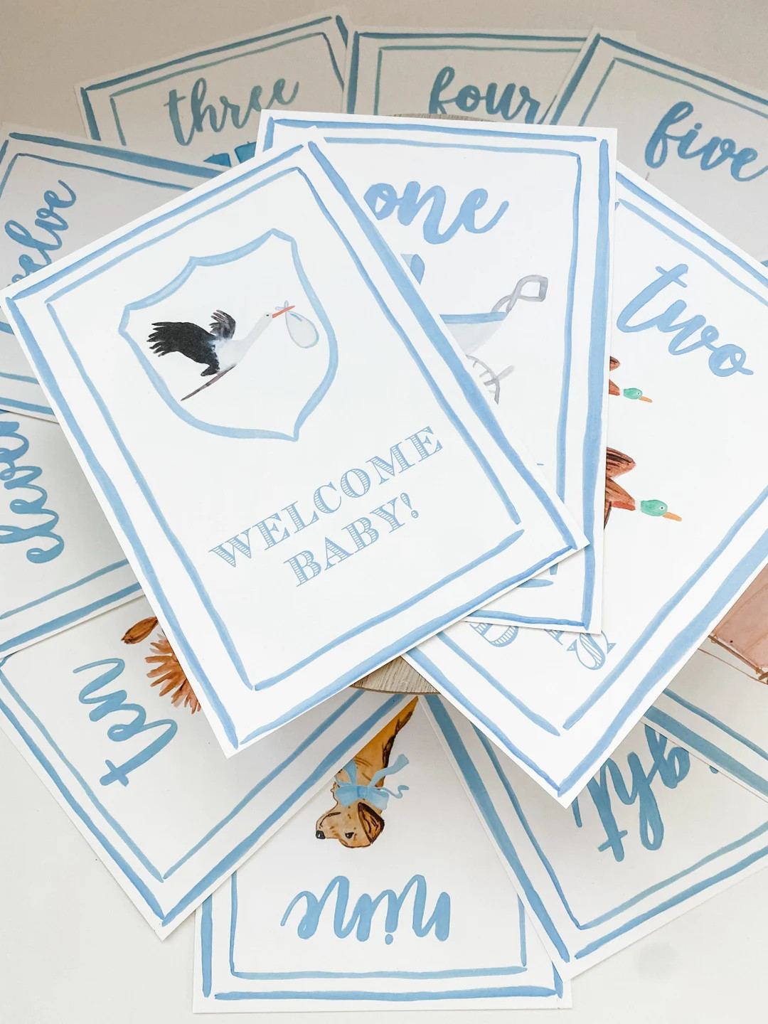 Boy Watercolor Milestone Cards - Blue Border | Month Milestone | Milestone Cards | Shower Gift | ... | Etsy (US)