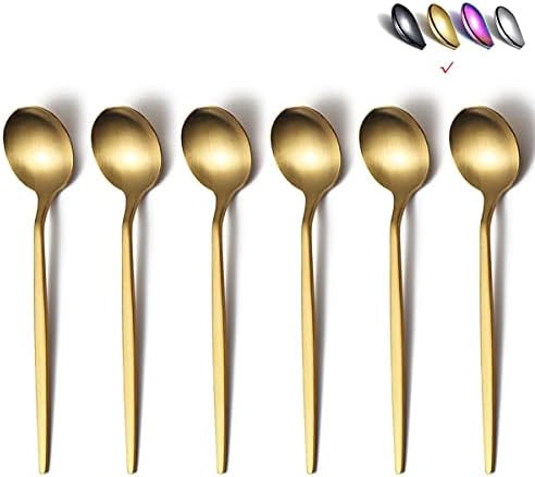 Matt Gold Teaspoons 6 Piece, 6.6'' Spoons Silverware, Stainless Steel Small Spoons, Tea Spoons fo... | Amazon (US)