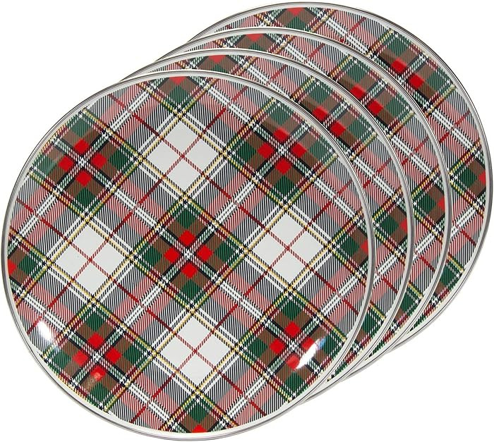Golden Rabbit Enamelware Dinner Plates, 10.5 inch, Highland Plaid, Set of 4 | Amazon (US)