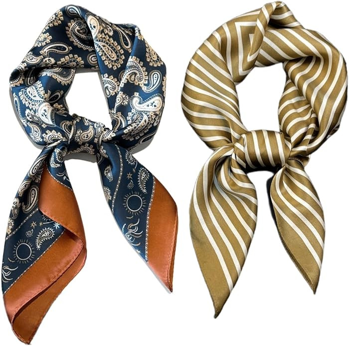 Silk Feeling Bandana Scarf for Women Head Hair Neck Satin Scarves Wraps 27.5" Handbag Accessories... | Amazon (US)