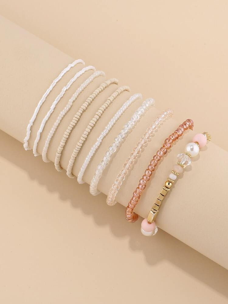 10pcs Simple Beaded Bracelet | SHEIN