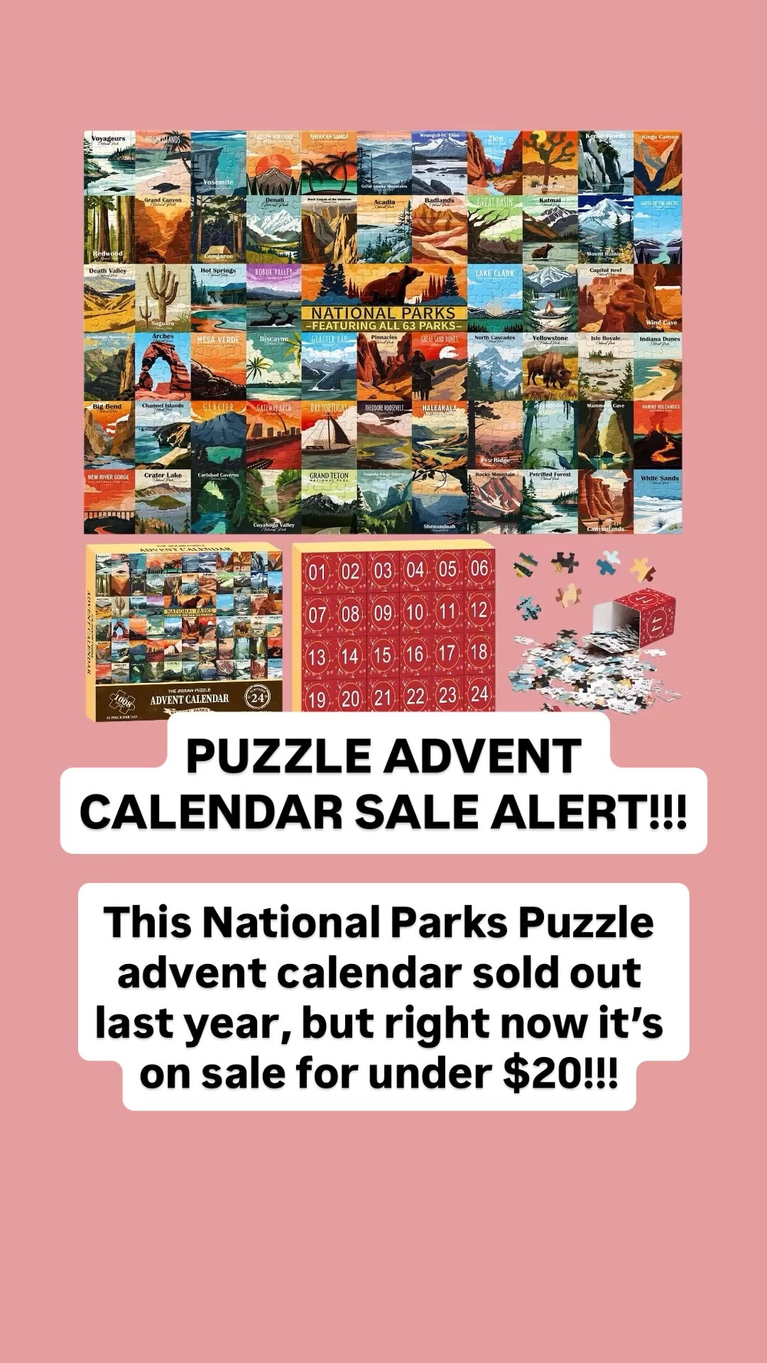 This National Parks Puzzle advent calendar sold out last year, but right now it’s on sale for under $20!!!

#LTKSaleAlert