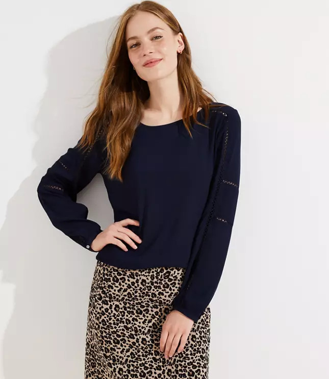 Cutout Mixed Media Top | LOFT | LOFT