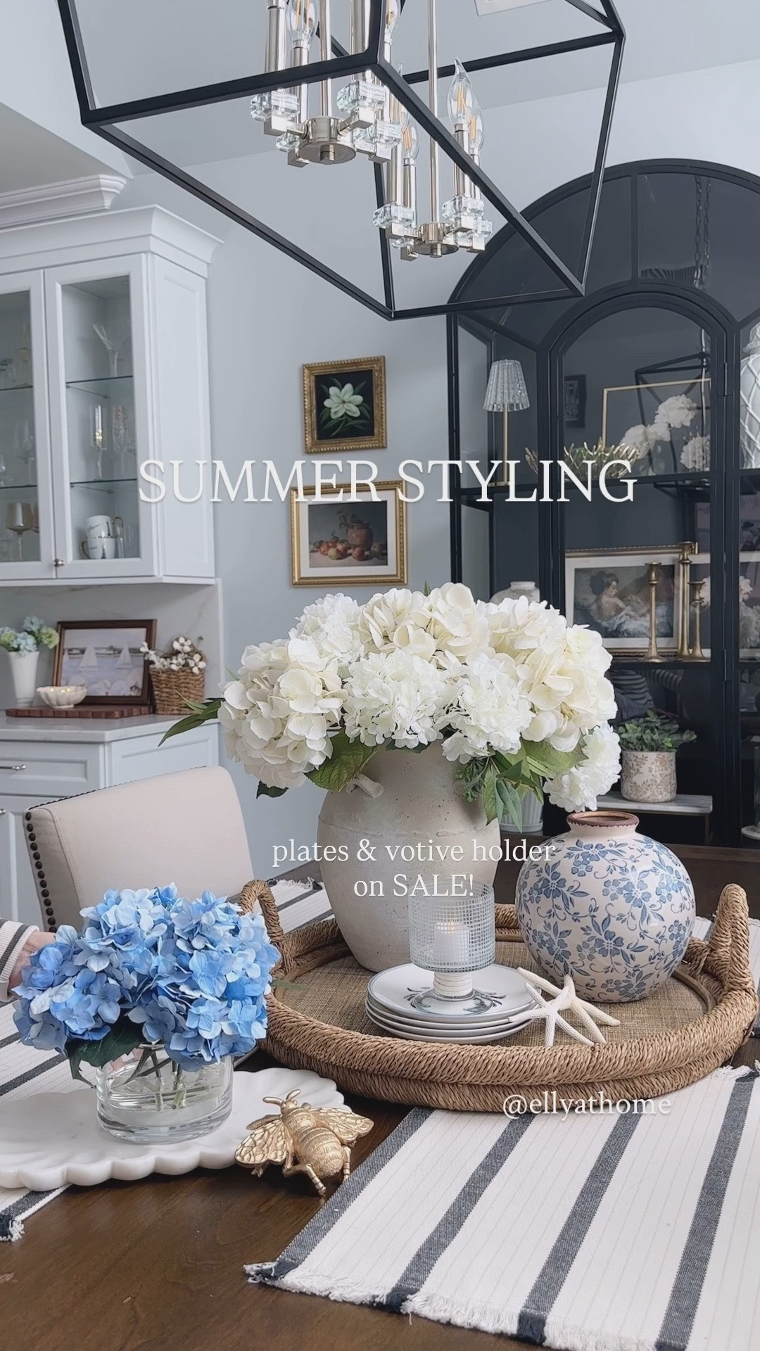 Beautiful coastal summer styling! New favorite vase, blue and white vase, coastal plates and votive candleholder on sale, hydrangeas and more summer home decor accessories! @Pottery Barn  Michael’s, Target, Amazon home, @Crate & Barrel

#LTKdayinmylife #LTKHome #LTKSaleAlert