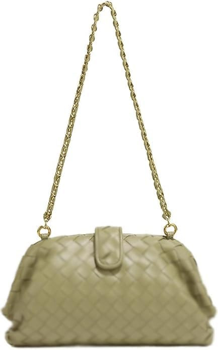 Woven Clutch Purse Shoulder Bag for Women Soft Tote Bag Shell Handbag Crossbody Bags Vegan Leathe... | Amazon (US)