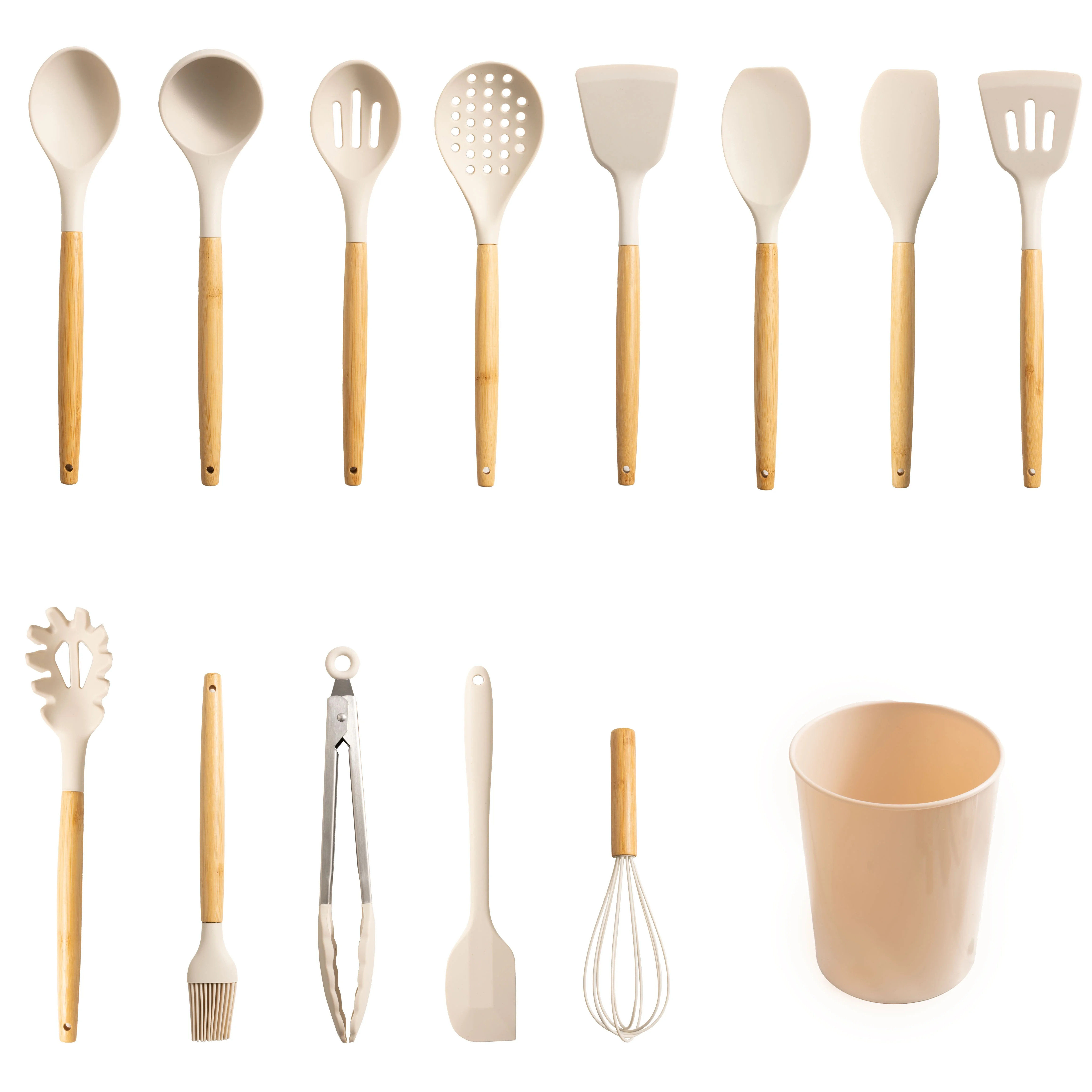 Mainstays Silicone & Bamboo Cooking Utensil Set, 14 Pieces | Walmart (US)