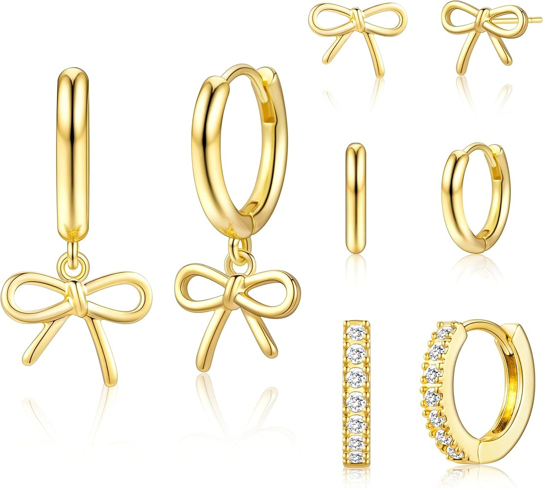 Small Gold Huggie Hoop Earrings Set for Women Men Hypoallergenic 14K Plated Stack Cartilage Earri... | Amazon (US)