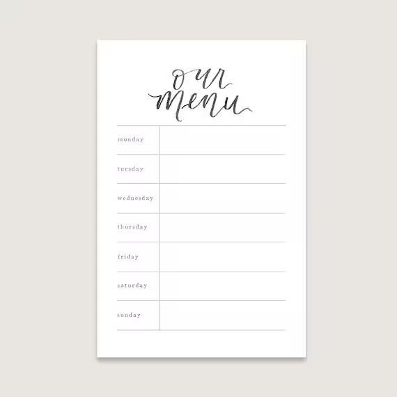 Our Menu  Weekly Meal Plan  Notepad | Etsy | Etsy (US)