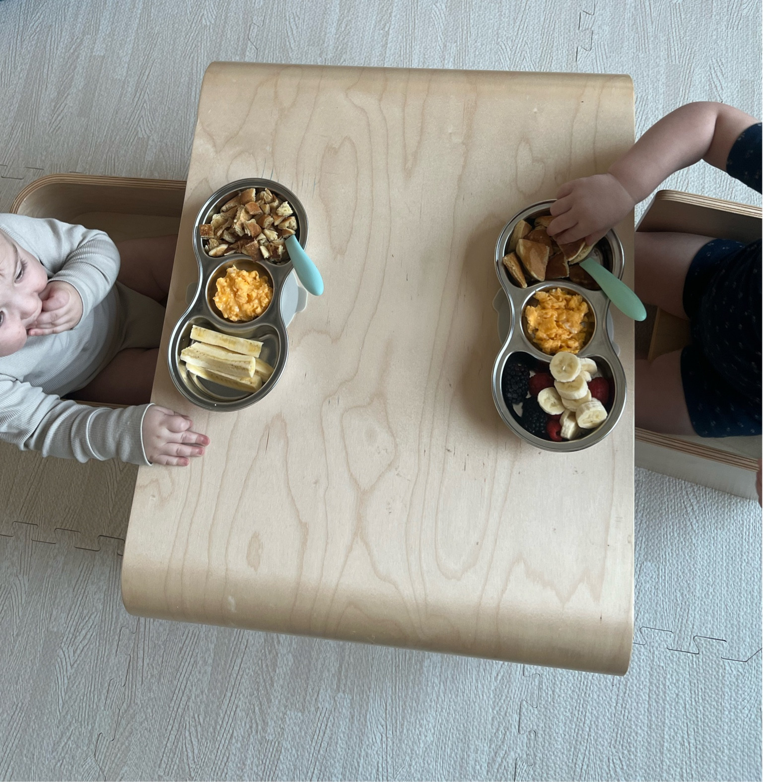 Montessori kids play table & stainless steel dishes 🫶🏼

#LTKKids #LTKBaby #LTKHome