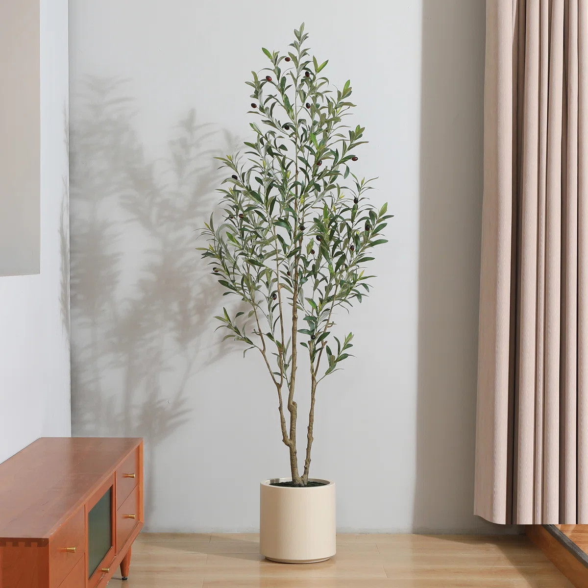 Adcock Faux Olive Tree in White Planter, Lifelike Fake Olive Plant for Indoor and Outdoor Decor | Wayfair North America