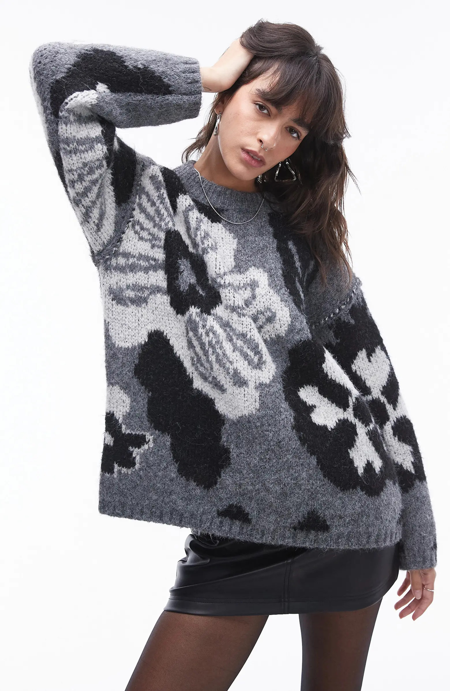 Topshop Floral Oversize Sweater | Nordstrom | Nordstrom