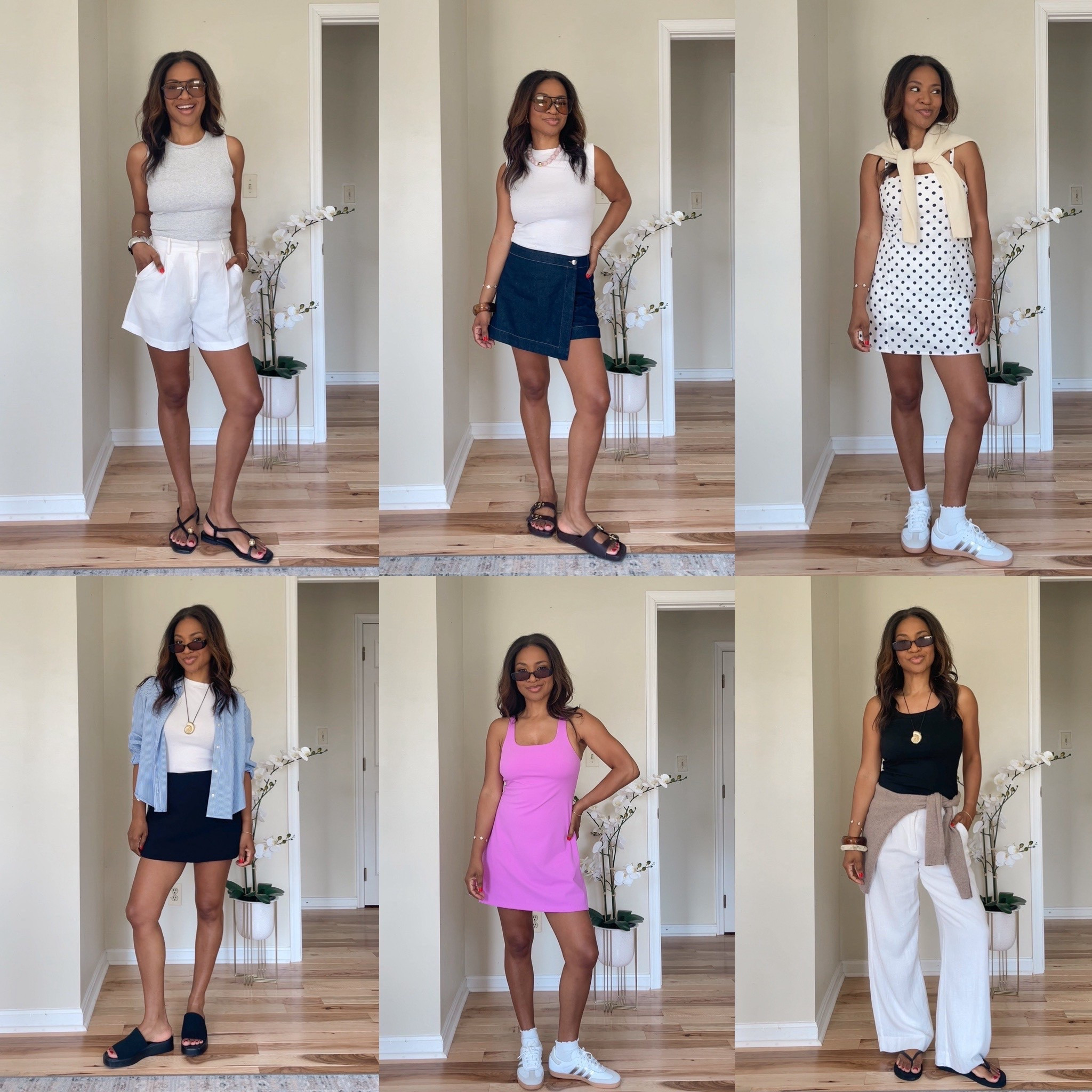 Wearing a size small in both dresses and they both have built in bra and biker shorts. Wearing a size small in all tops. Wearing a size small in dark denim skort. Wearing a size 4 in white linen shorts (linking similar as mine are older and OOS) wearing a small in the black skort (linking similar as mine is older and OOS) My white linen pants are a size 27 (this year’s version are slightly different but they are the same pant) 

#LTKOver40 #LTKgrwm #LTKootd